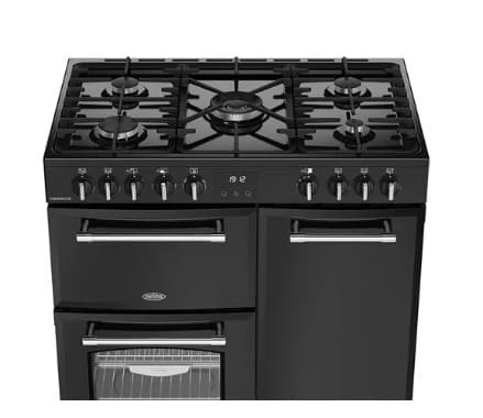 BELLING Farmhouse 90DF Dual Fuel Range Cooker - Black & Chrome view 8
