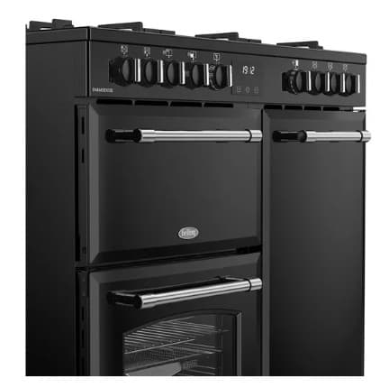 BELLING Farmhouse 90DF Dual Fuel Range Cooker - Black & Chrome view 5