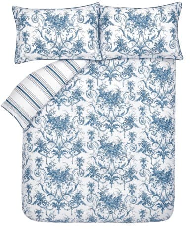 SUPER KING SIZE: Laura Ashley Tuileries Reversible 200 Thread Count Super King Duvet Cover Set, Midnight view 5