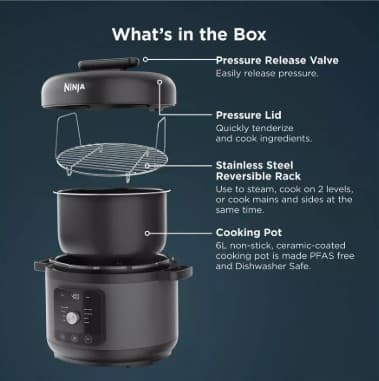 Ninja HyperHeat 9-in-1 6L PC201 Pressure & Rice Cooker - Black view 11