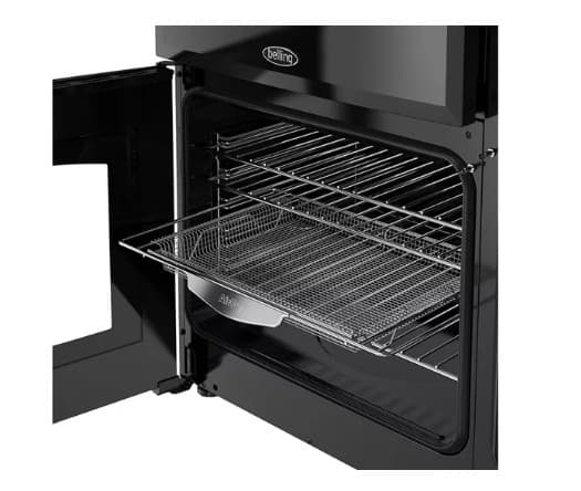 BELLING Farmhouse 90DF Dual Fuel Range Cooker - Black & Chrome view 4