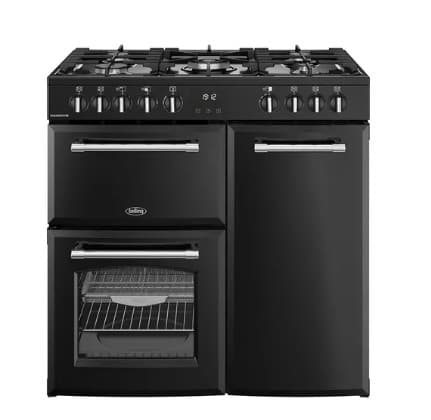 BELLING Farmhouse 90DF Dual Fuel Range Cooker - Black & Chrome