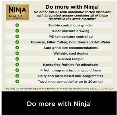 Ninja ES601UK Luxe Cafe Premier Espresso Coffee Machine view 4