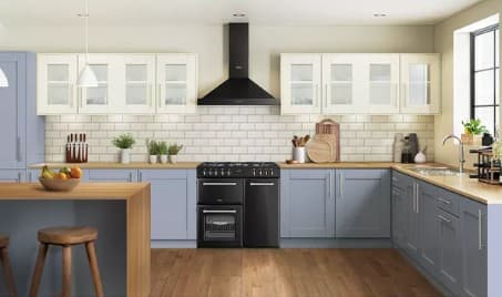 BELLING Farmhouse 90DF Dual Fuel Range Cooker - Black & Chrome view 2