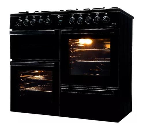 FLAVEL Milano 100 MLN10FRK Dual Fuel Range Cooker - Black & Chrome view 3