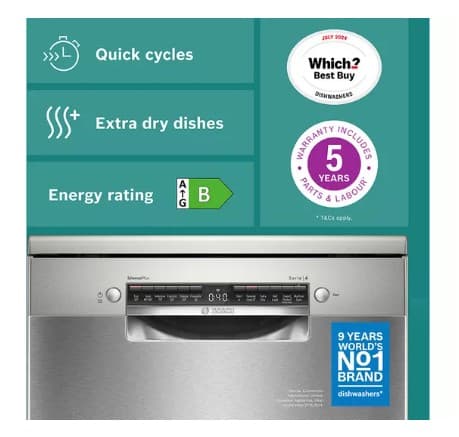 BOSCH Series 4 SMS4EMI06G Full-size WiFi-enabled Dishwasher - Stainless Steel view 3