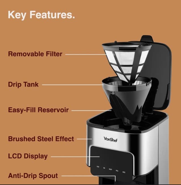 1.5L Filter Coffee Machine By VonShef view 7