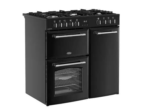 BELLING Farmhouse 90DF Dual Fuel Range Cooker - Black & Chrome view 3